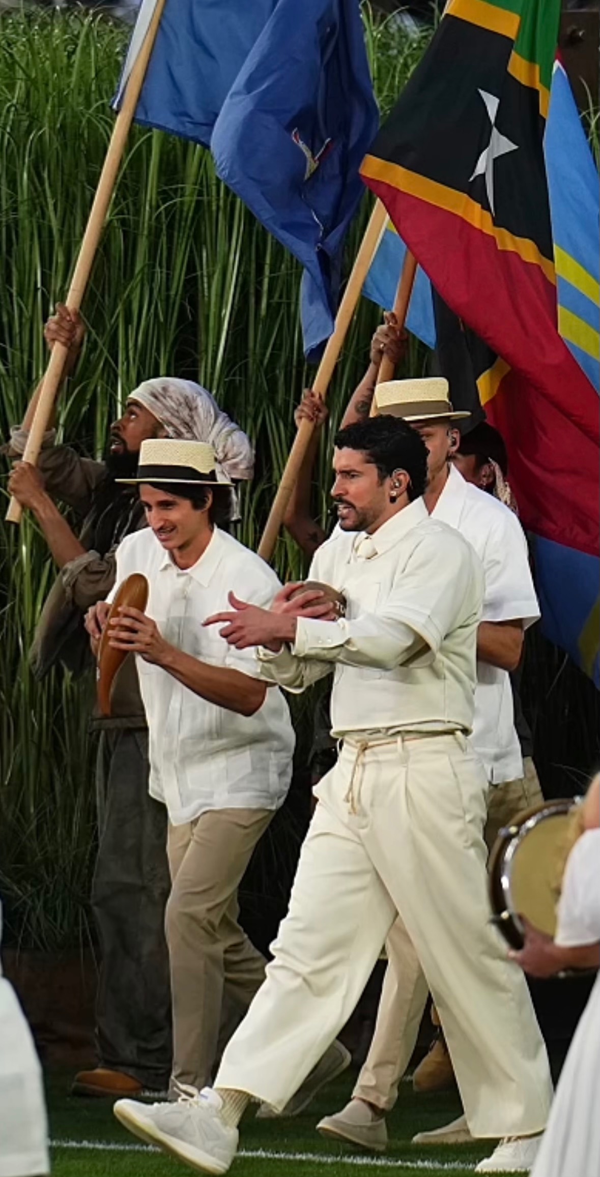 Benjamin Henry Schultz performing alongside Bad Bunny at Super Bowl LX, 2026.